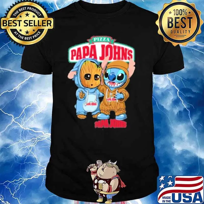 Pizza papa john's groot and stitch shirt