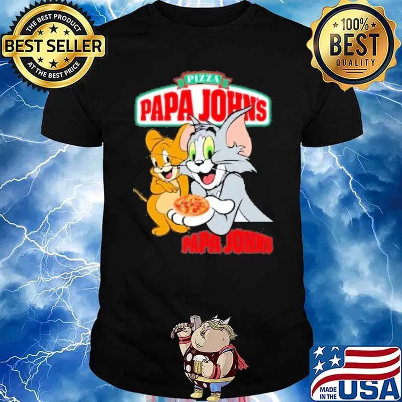 Pizza papa john's tom and jerry shirt