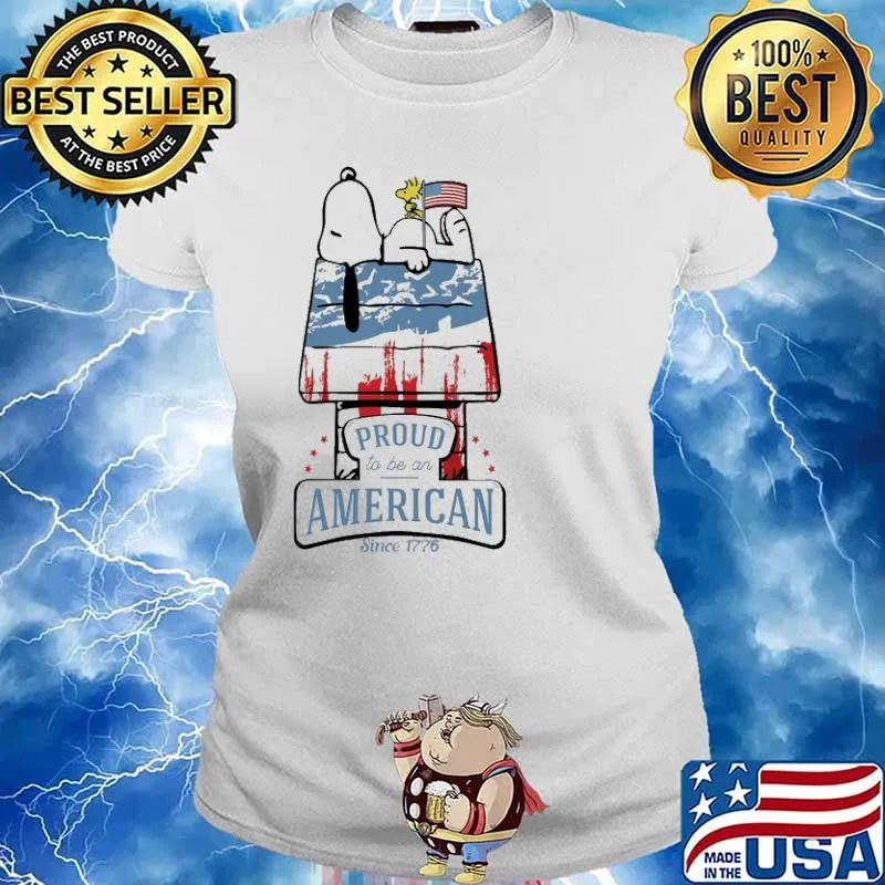 Proud to be an American since 1776 snoopy and woodstocks s Ladies tee