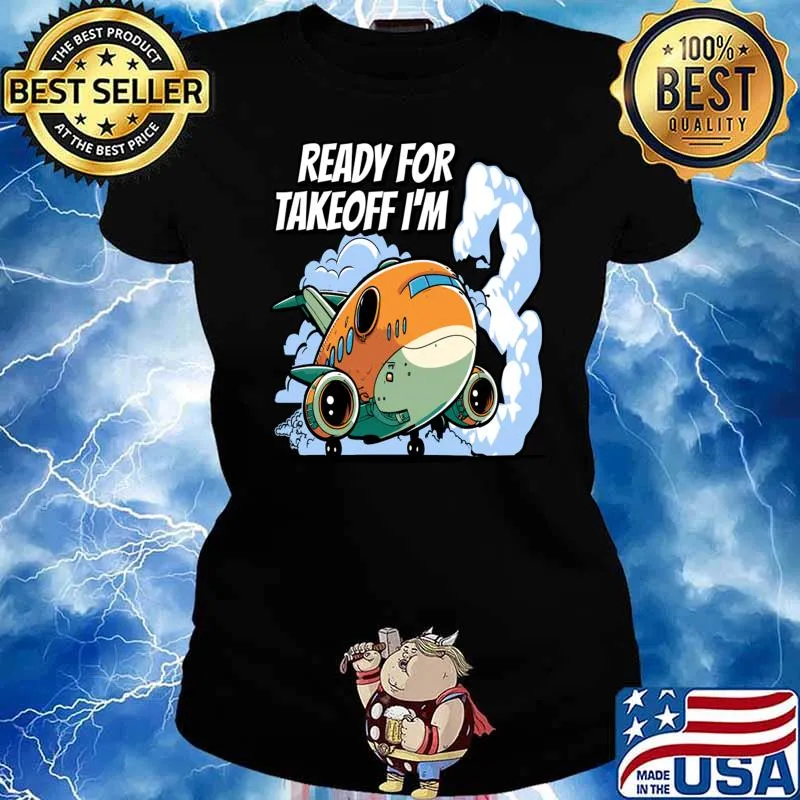 Ready For Takeoff I'm 3 3nd Birthday Airplane Theme T-Shirt Ladies tee