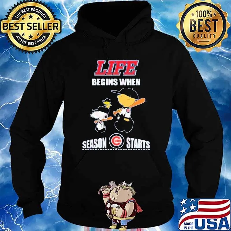 Snoopy and charlie brown woodstocks life begins when season cubs s Hoodie