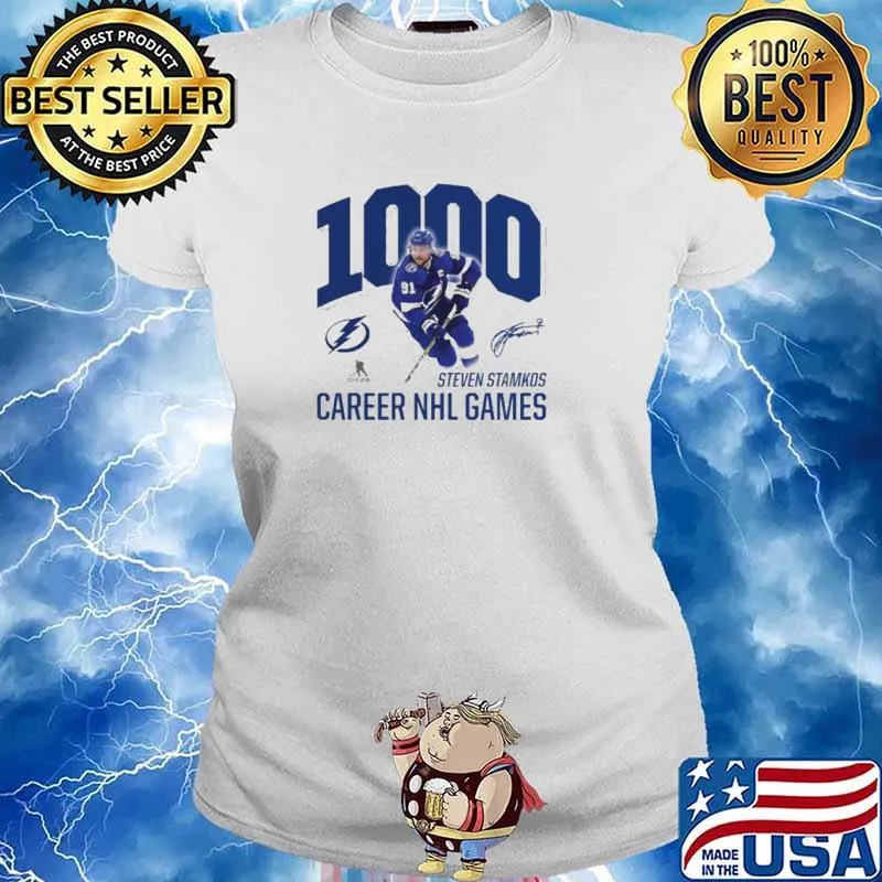 Steven Stamkos Tampa Bay Lightning 1000 Career Games signature s Ladies tee