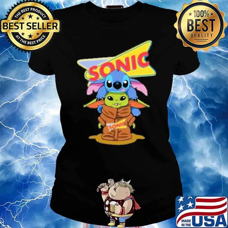 Stitch and baby yoda SONIC DRIVE-IN s Ladies tee