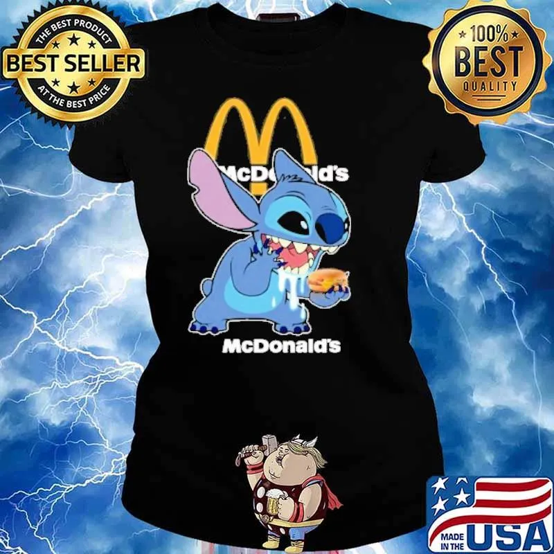 Stitch eat McDonald's s Ladies tee