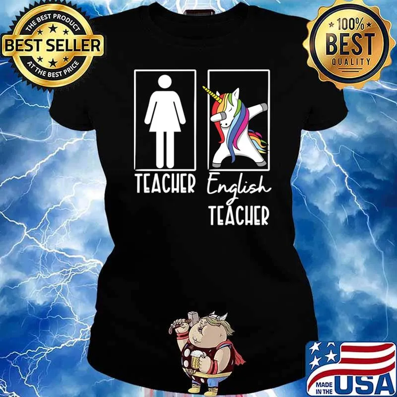Teacher woman english teacher unicorn dabbing T-Shirt Ladies tee