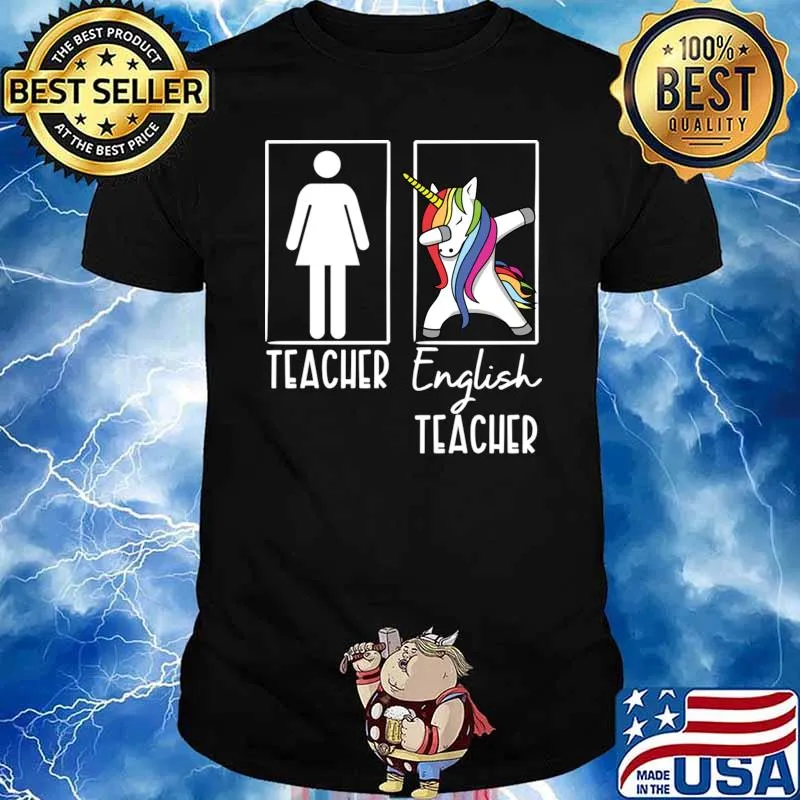 Teacher woman english teacher unicorn dabbing T-Shirt
