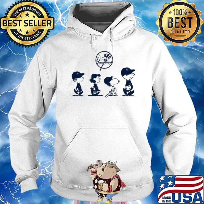 The Peanut Snoopy and Friends walking New York Yankees Charlie Brown s Hoodie
