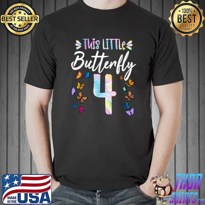 This little 4th birthday butterflies tie dye T-Shirt Unisex