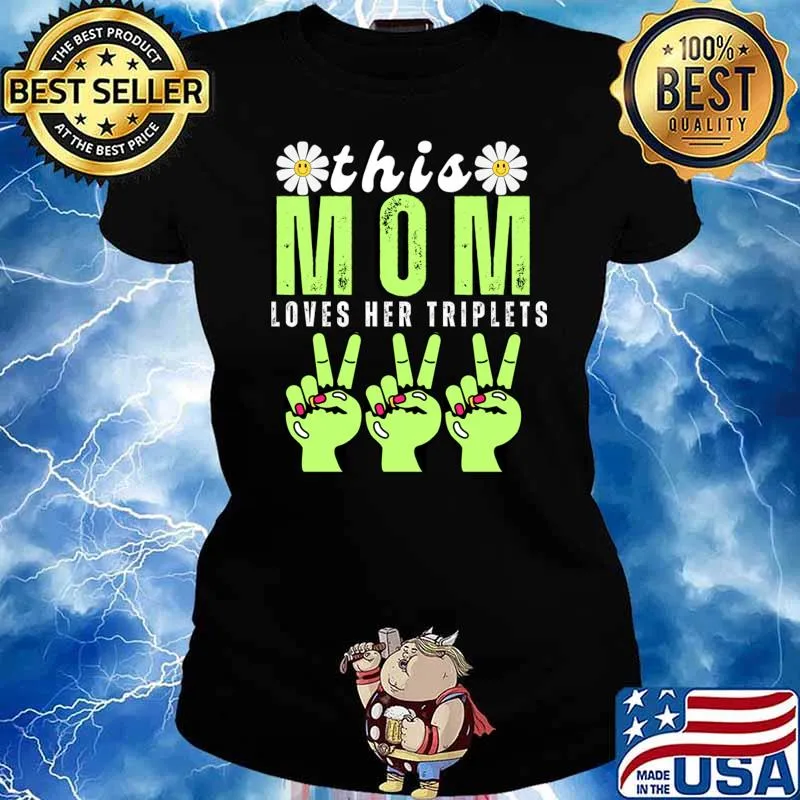This Mom Loves Her Triplets Floral T-Shirt Ladies tee