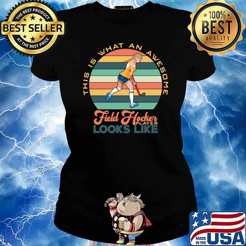 Ths Is What An Awesome Field Hockey Player Looks Like Woman Vintage Sunset T-Shirt Ladies tee