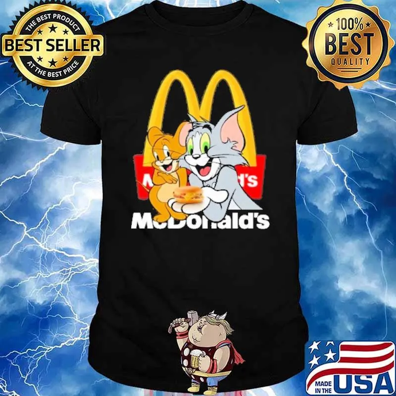 Tom and jerry hug McDonald's shirt