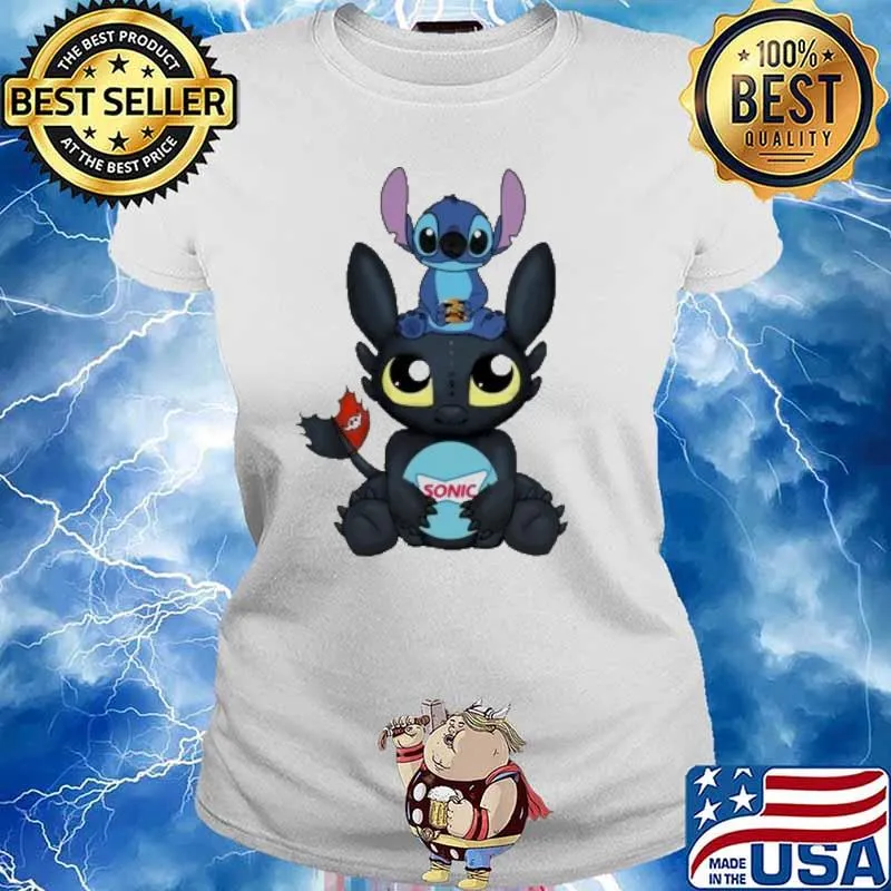 Toothless and Stitch SONIC DRIVE-IN s Ladies tee