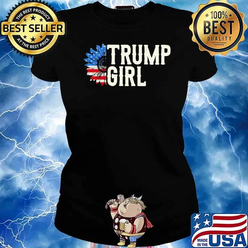 Trump girl - MAGA sunflower America flag s Ladies tee