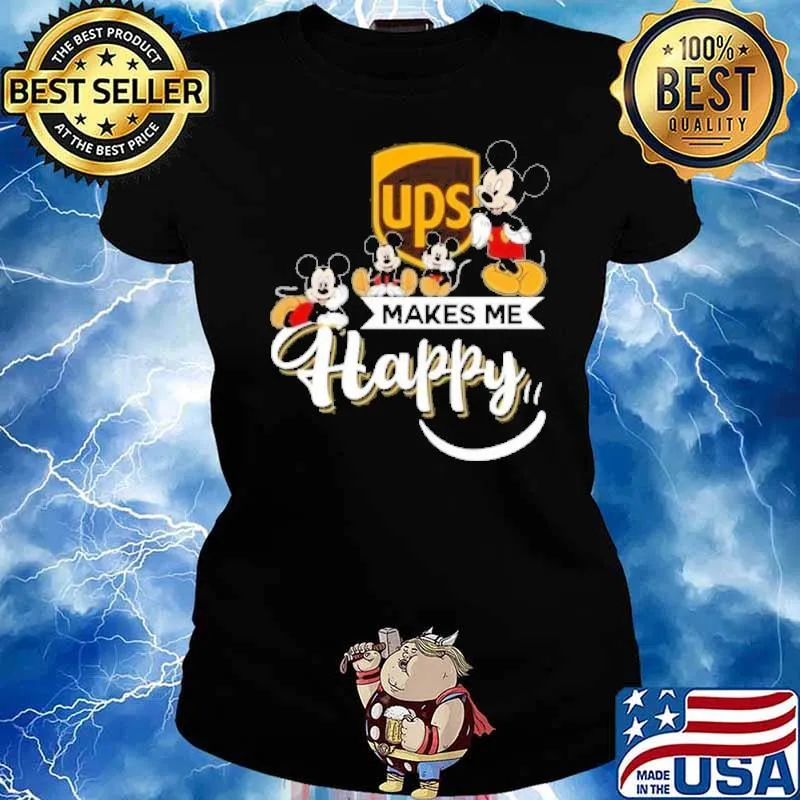 UPS makes me happy mickey mouse s Ladies tee