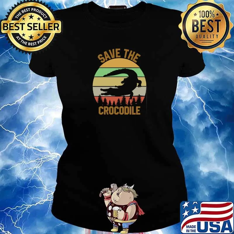 Vintage Save The Crocodile Wildlife Animal Lover T-Shirt Ladies tee