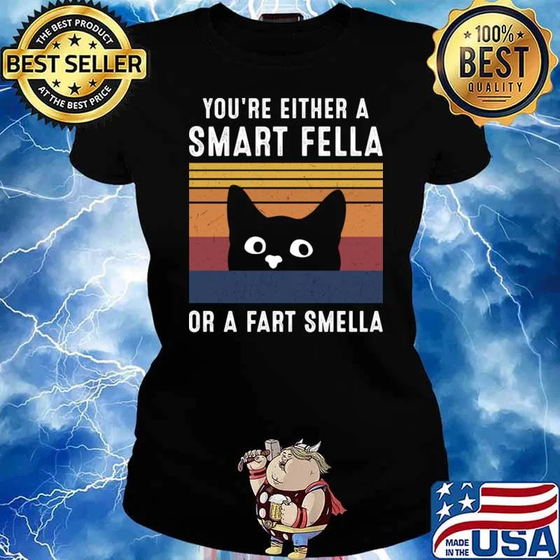 You're Either A Smart Fella Or A Fart Smella Cat Vintage T-Shirt Ladies tee