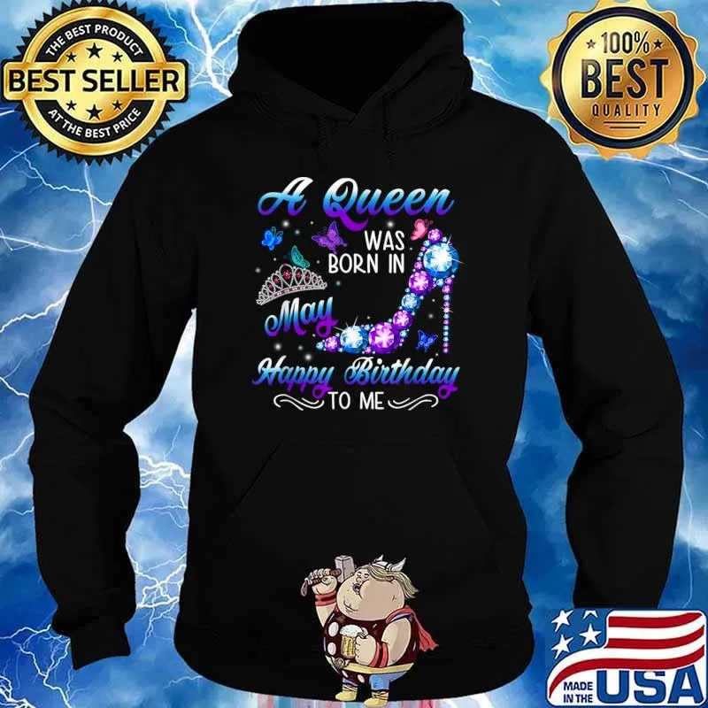 A Queen Was Born In May Highheels Diamond Birthday T-Shirt Hoodie