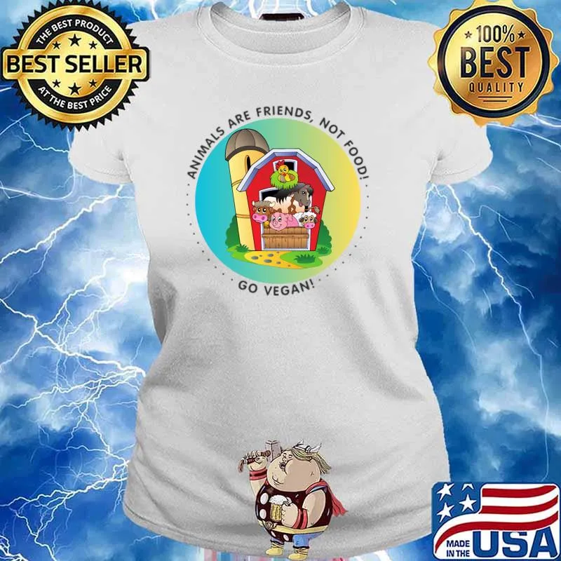 Animals are friends, not food! Go Vegan! farm pig cow T-Shirt Ladies tee