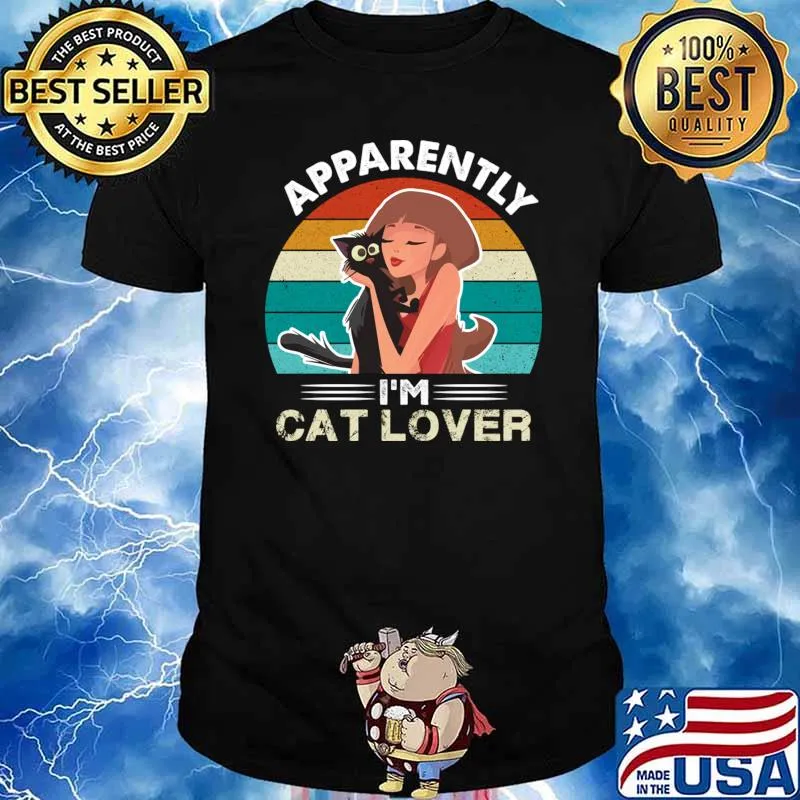 Apparently i'm cat lover vintage sunset cartoon cat mom T-Shirt Unisex