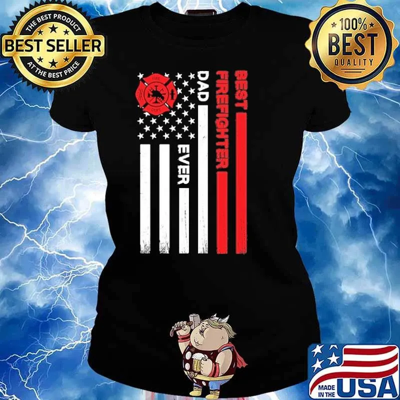 Best firefighter dad ever american flag s Ladies tee