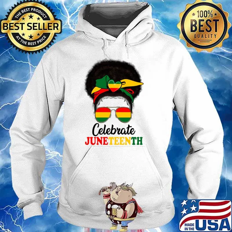 Black Women Messy Bun Girl Melanin Celebrate Juneteenth 1865 T-Shirt Hoodie
