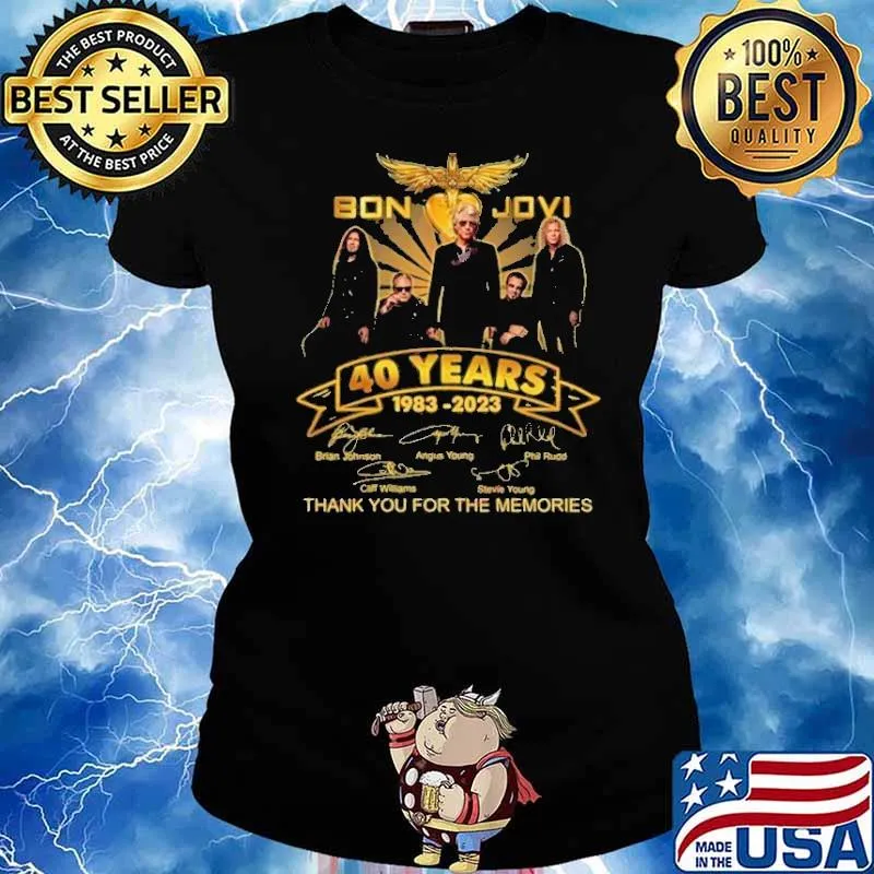 Bon Jovi 40 years 1983-2023 thank you for the memories signatures shirt