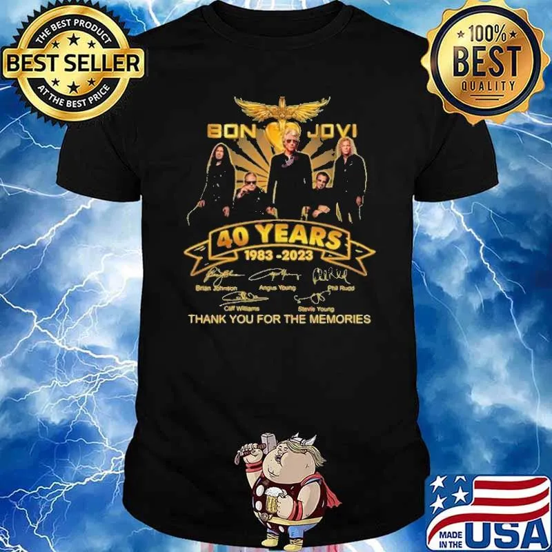 Bon Jovi 40 years 1983-2023 thank you for the memories signatures s Unisex