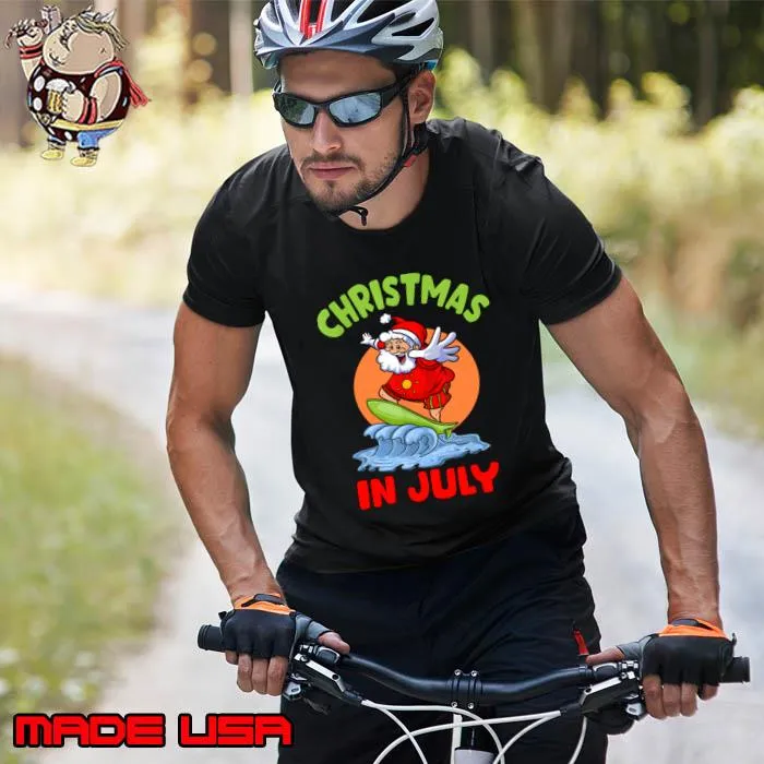 Christmas In July Santa Surfing Hawaiian Party T-Shirt Unisex