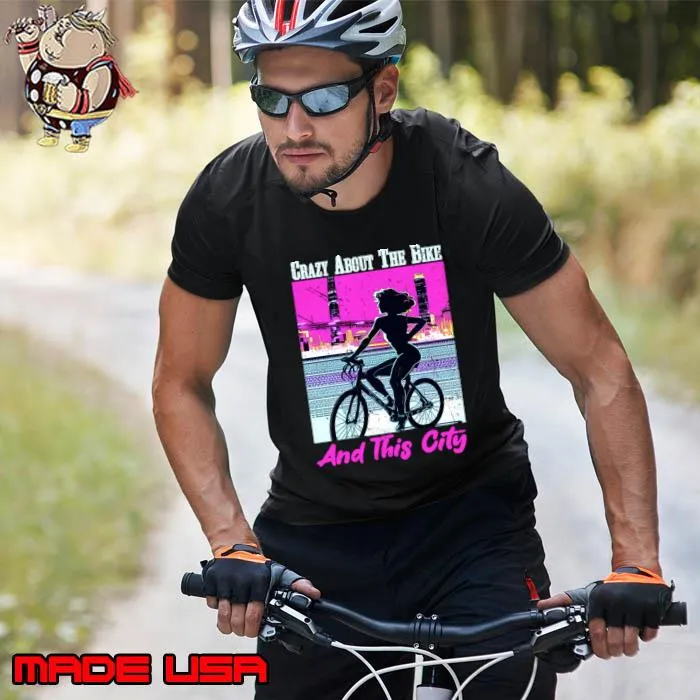 Crazy About The Bike And This City Girl Bicycle Retro T-Shirt Unisex