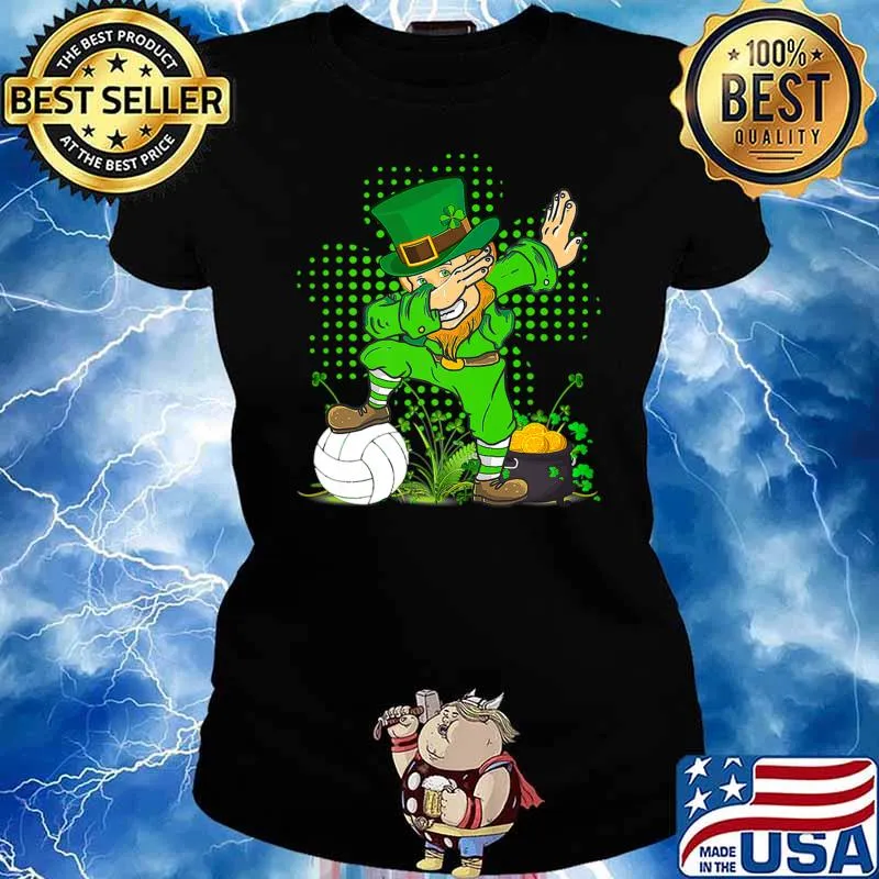 Dabbing Leprechaun Volleyball St Patricks Day T-Shirt Ladies tee
