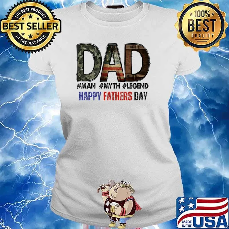 Dad man myth legend happy fathers day retro american flag T-Shirt Ladies tee