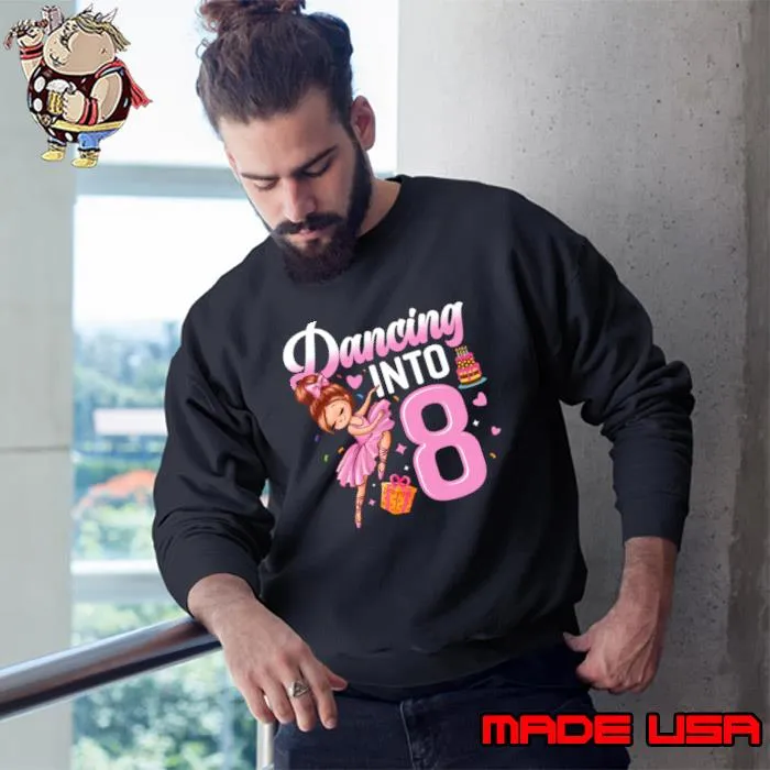 Dancing Into 8 Ballet Birthday 8 Years Old Ballet Ballerina T-Shirt