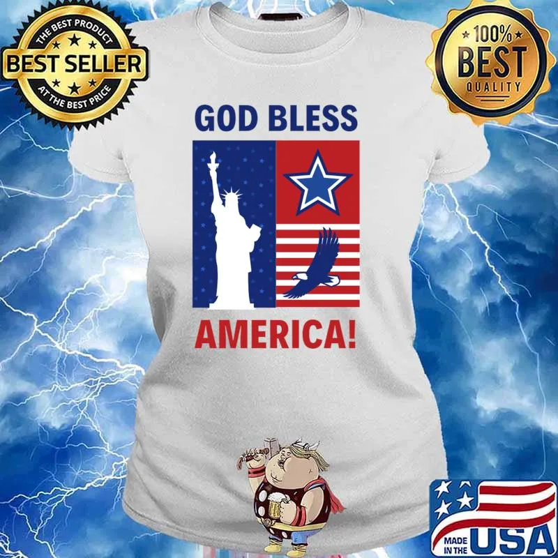 God bless america star liberties usa eagle flag T-Shirt Ladies tee