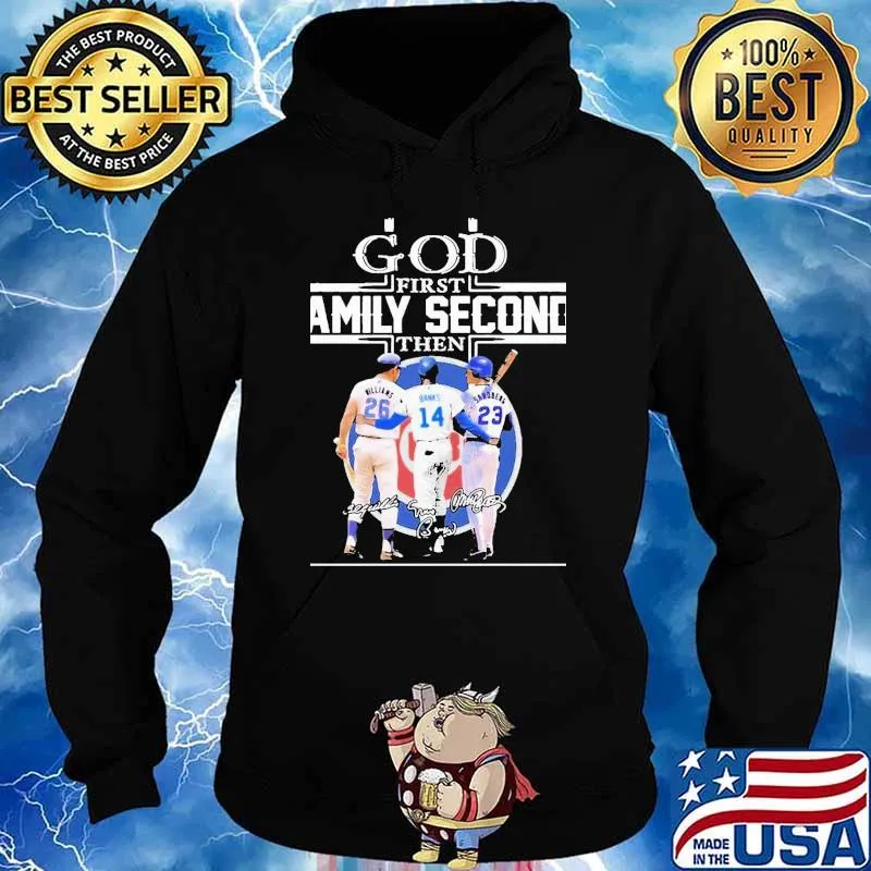 God First Family Second Then Williams Banks And Sandberg Chicago Cubs Signatures Shirt Hoodie