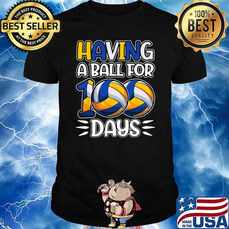 Having A Ball For 100 Days Boys Volleyball 100 Day Of School T-Shirt