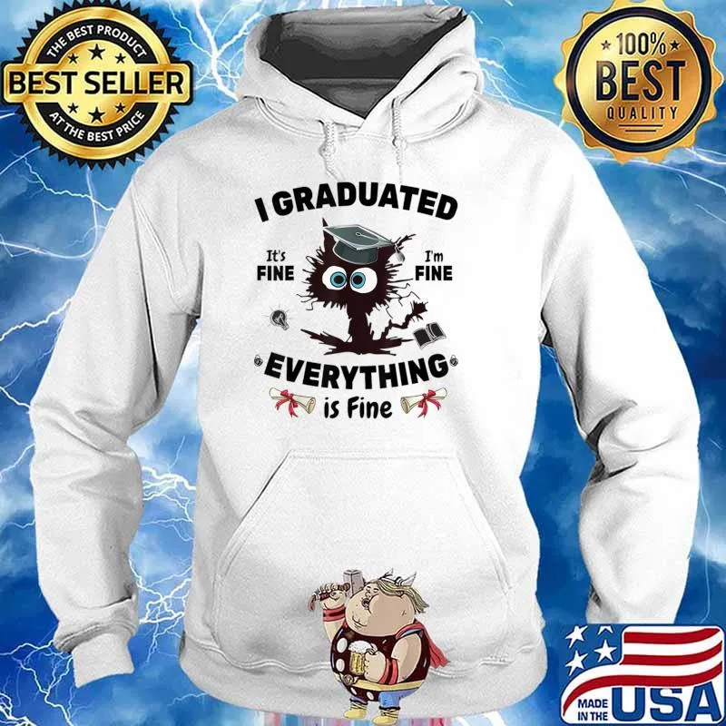 I Graduated Graduate Class 2023 Black Cat Graduation T-Shirt Hoodie