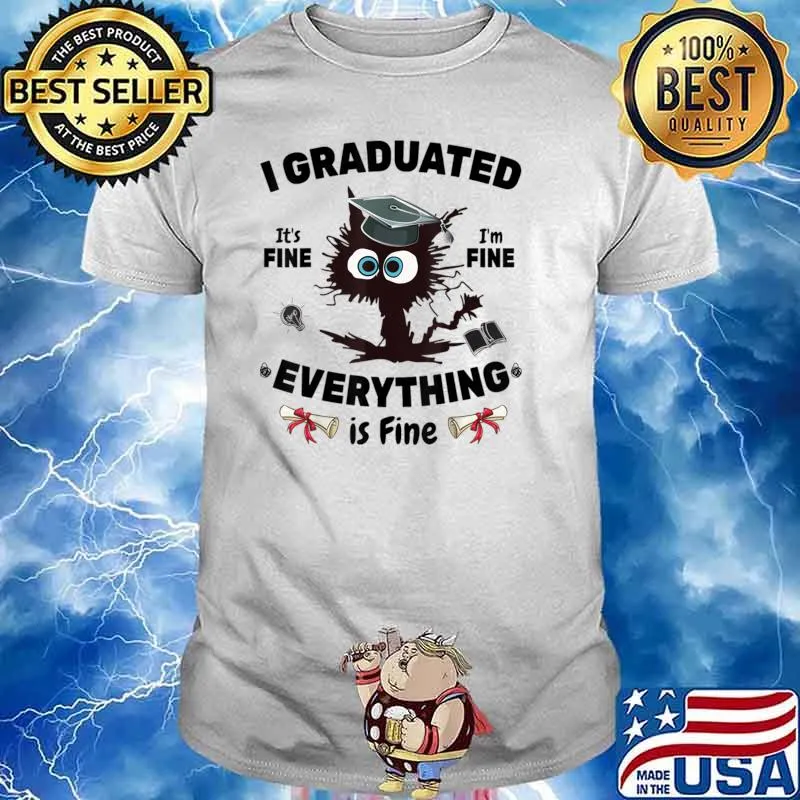 I Graduated Graduate Class 2023 Black Cat Graduation T-Shirt