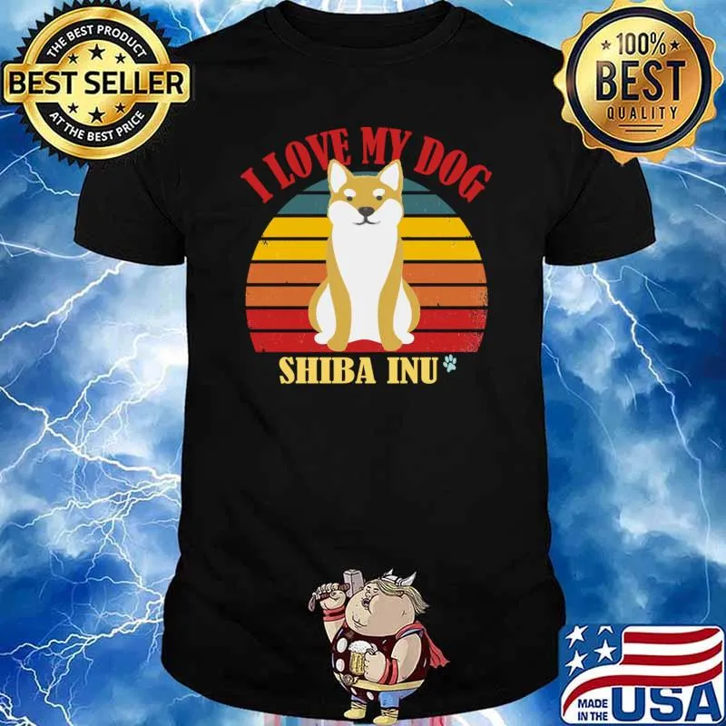 I love my dog shiba inu vintage sunset T-Shirt