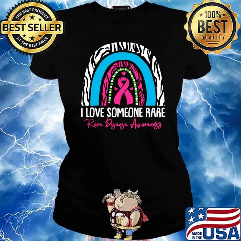 I Love Someone Rare Disease Awareness Zebra Ribbon Rainbow T-Shirt Ladies tee