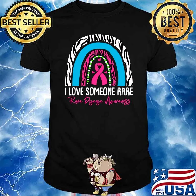 I Love Someone Rare Disease Awareness Zebra Ribbon Rainbow T-Shirt