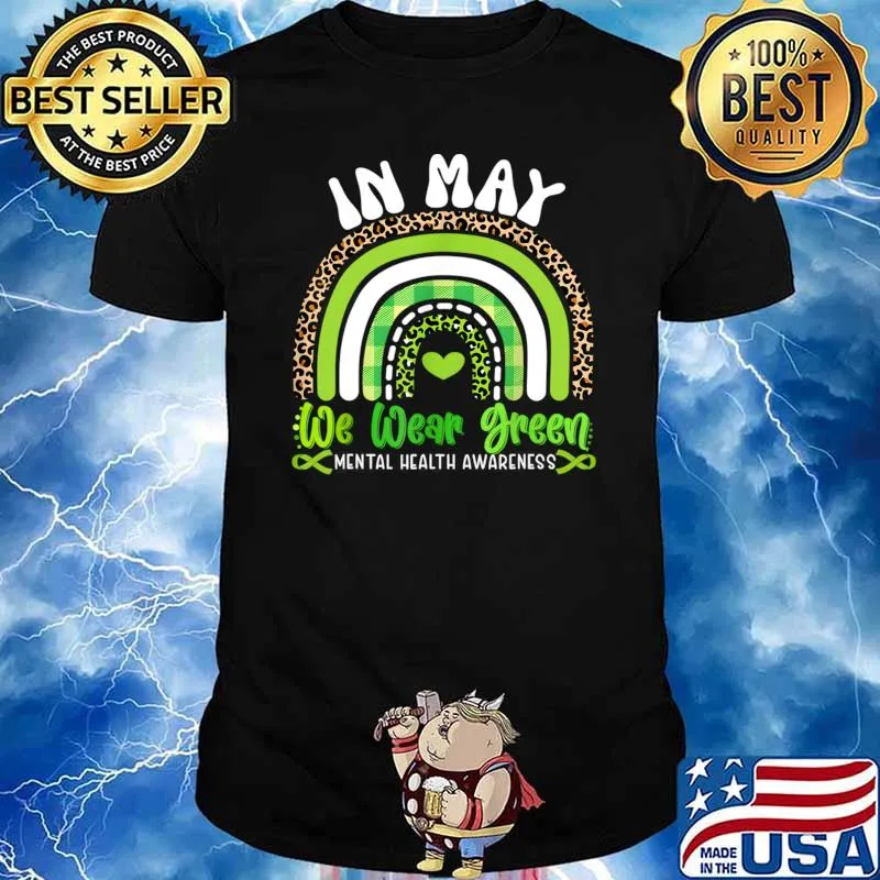 In May We Wear Green Mental Health Awareness Rainbow Leopard T-Shirt