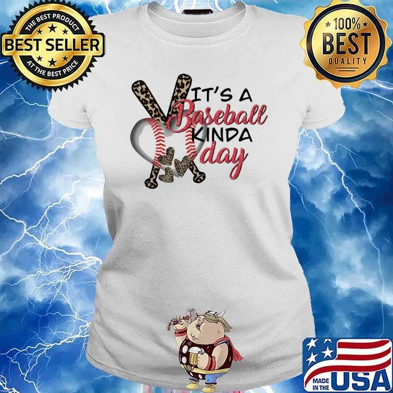 It's a baseball kinda day leopard heart s Ladies tee