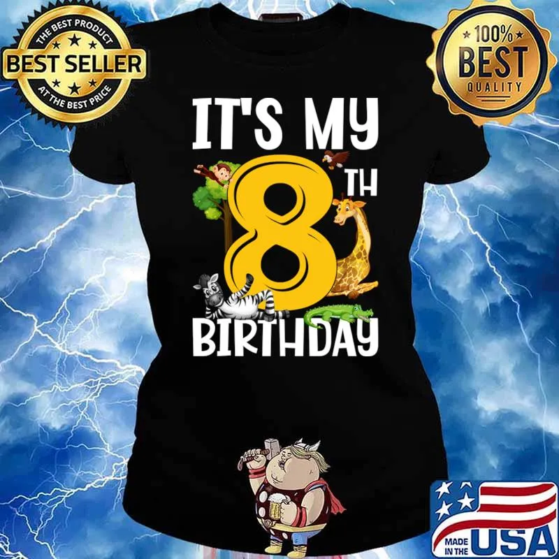 It's My 8th Birthday Zoo Birthday Safari Jungle Animal T-Shirt Ladies tee