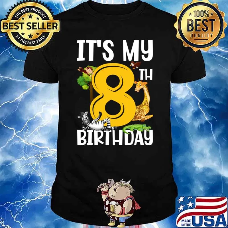 It's My 8th Birthday Zoo Birthday Safari Jungle Animal T-Shirt