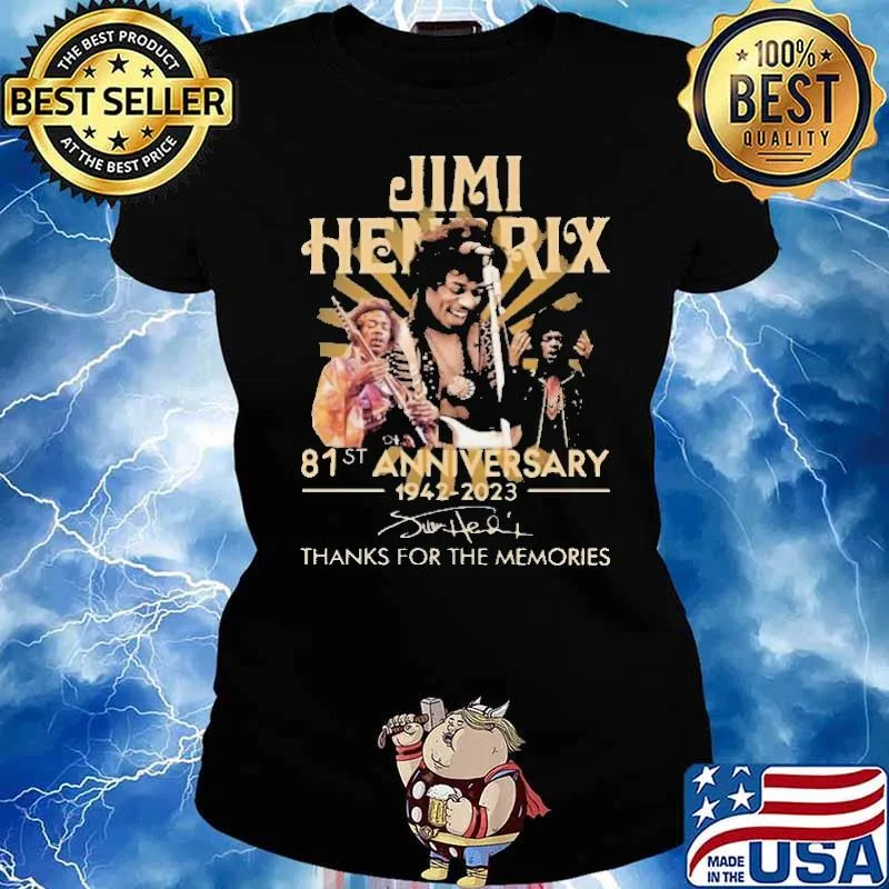 Jimi Henrrix 81st anniversary 1942-2023 thanks for the memories signature shirt