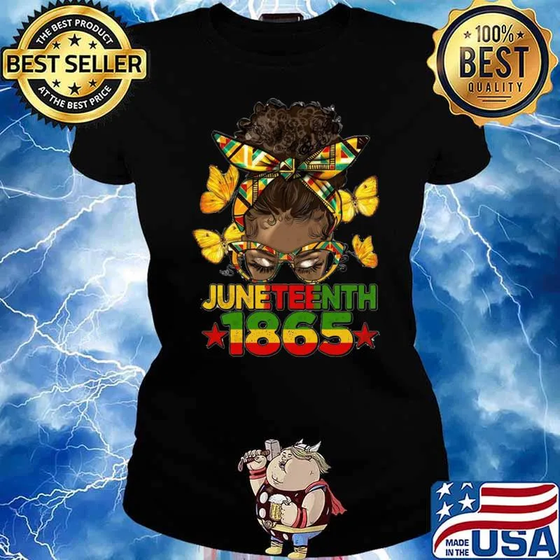 Juneteenth Women African American Butterflies T-Shirt Ladies tee