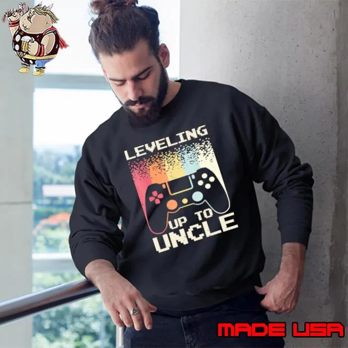 Leveling Up To Uncle Video Game Retro Uncle Nephew Gamer T-Shirt