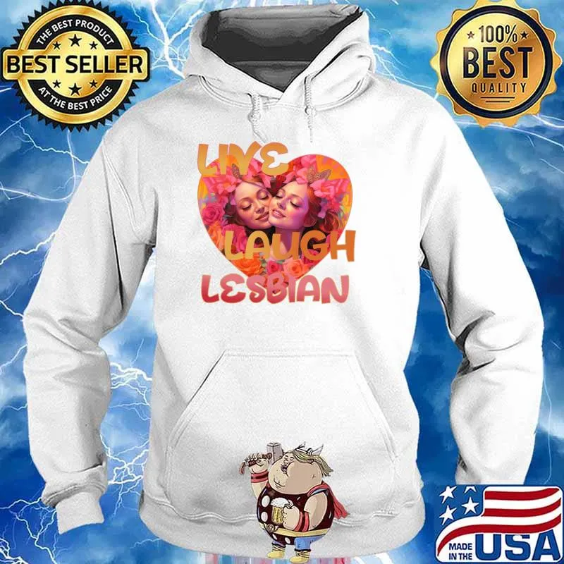 Live Love Lesbian Pink and Orange Heart T-Shirt Hoodie