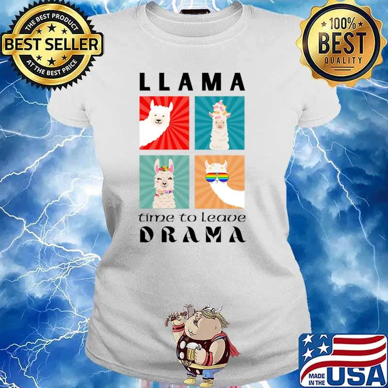 Llama Time to Leave Drama Sunglasses Lgbt T-Shirt Ladies tee