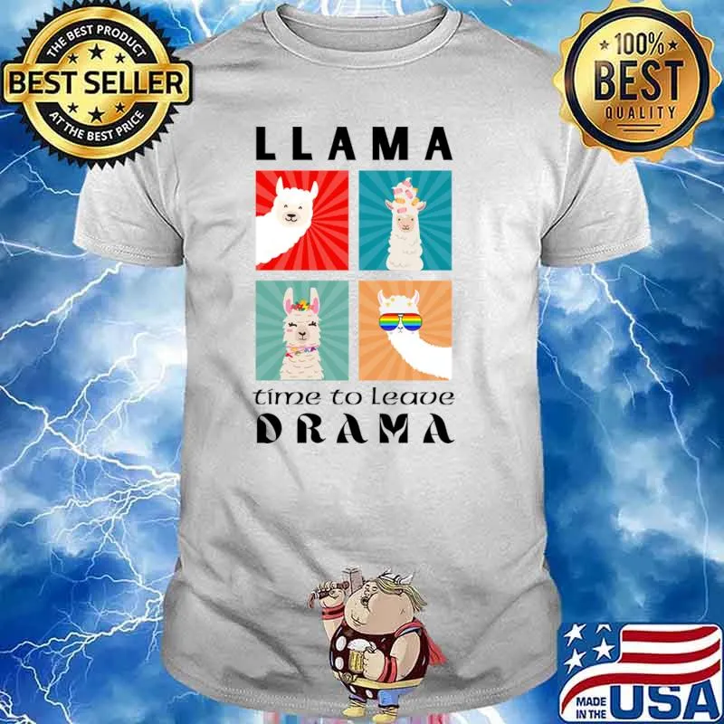 Llama Time to Leave Drama Sunglasses Lgbt T-Shirt Unisex